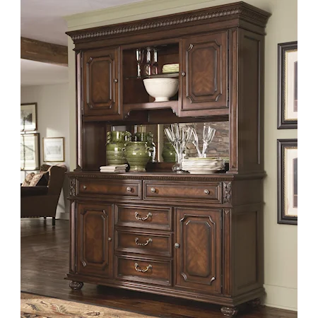 China Cabinet with Traditional Moulding Detail & Wine Glass Storage